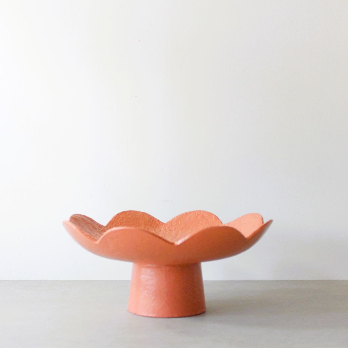 Scalloped Pedestal Bowl - Terracotta Peach