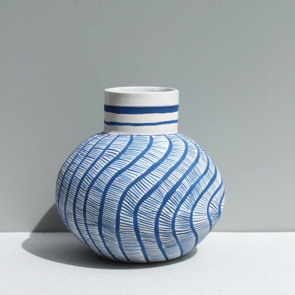 Large Cobalt Blue Wavy Vessel