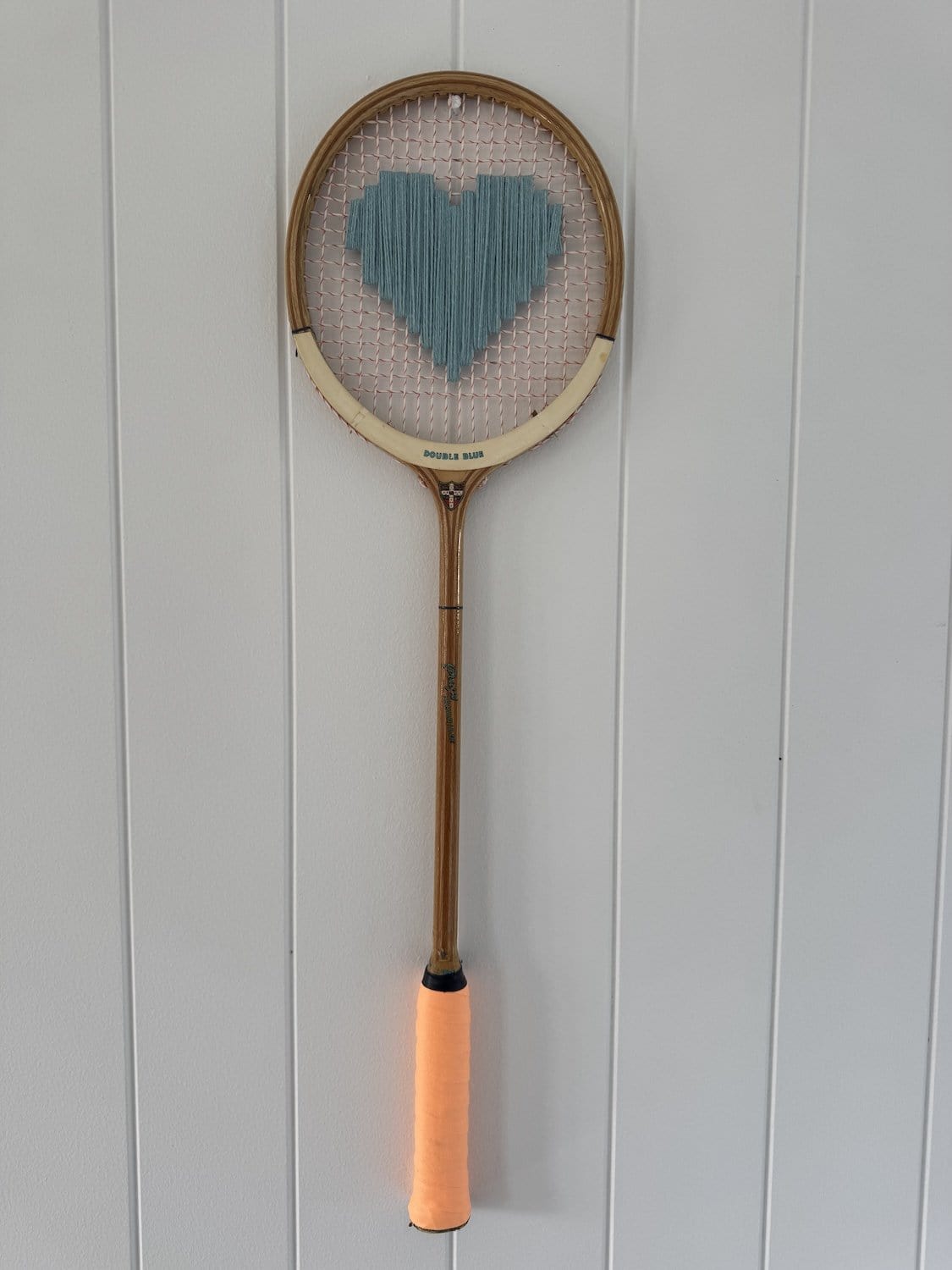Vintage Squash Racquet With Woven Heart 0 Blue Shimmer
