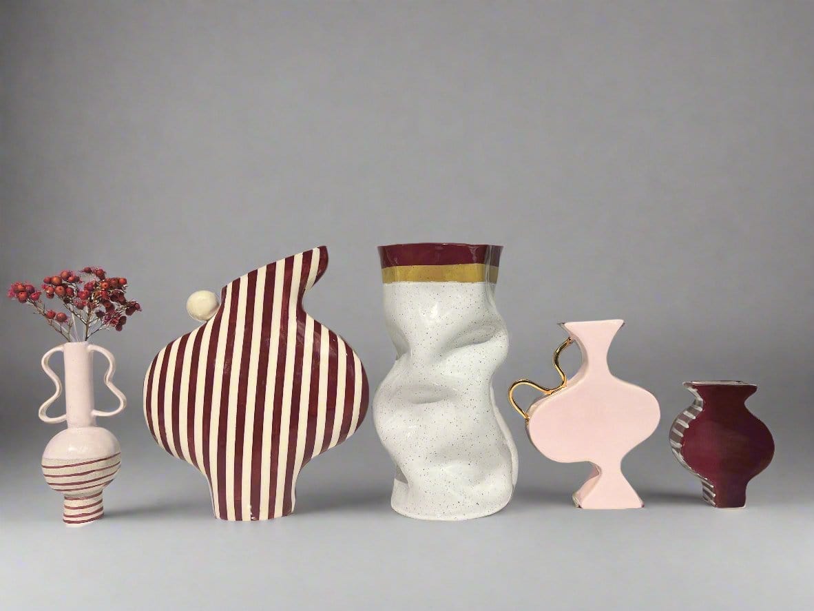 Slouch Vessel In Burgundy And Golden Green