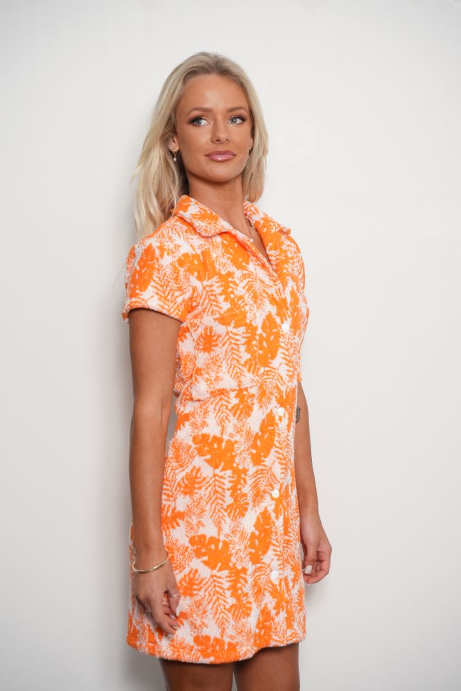 Women’s Terry Towelling Dress - Sunrise Orange