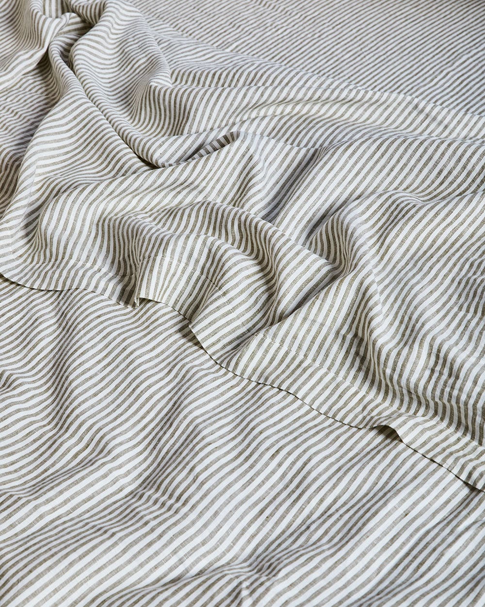 Olive Stripe – Linen Duvet Cover