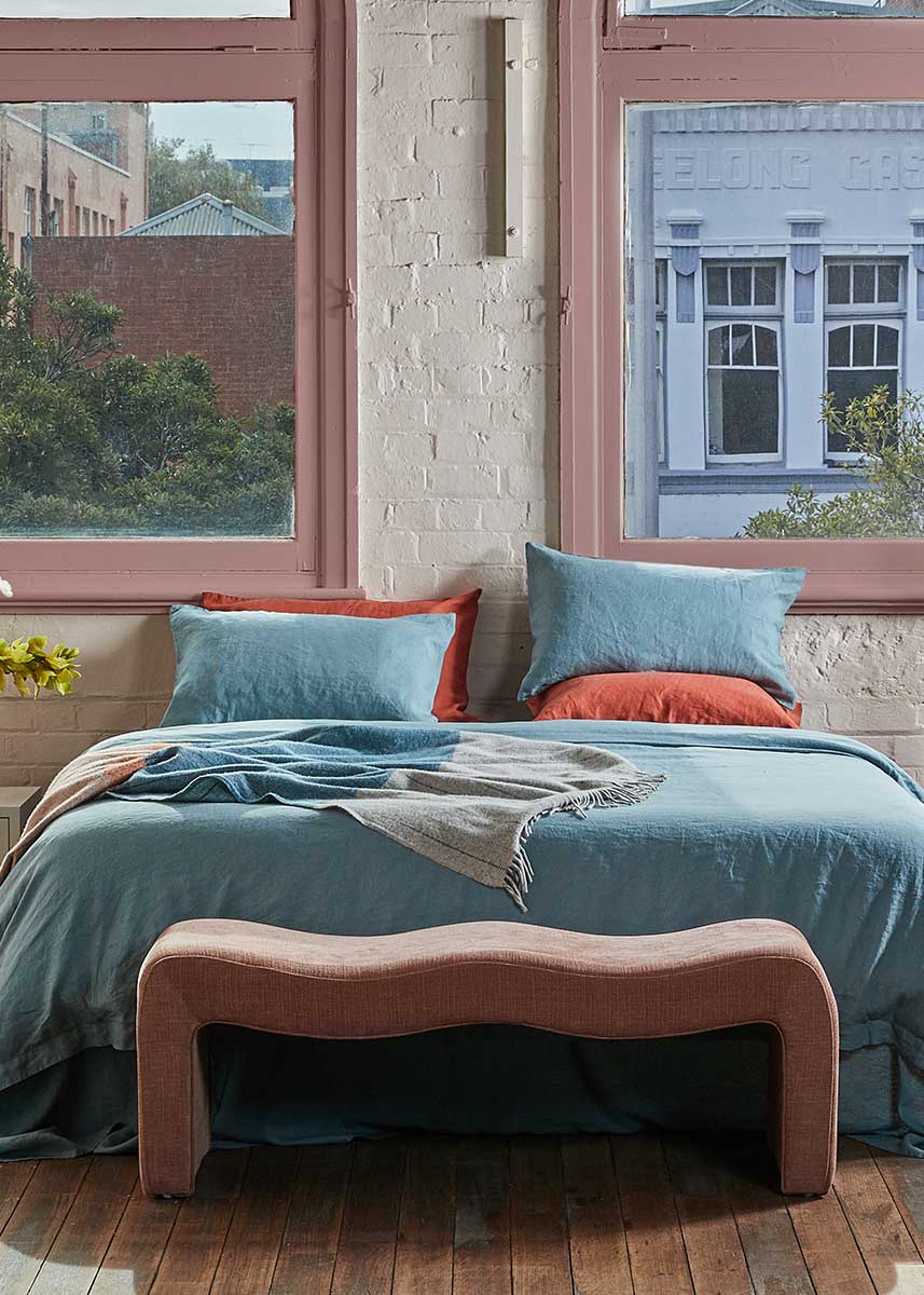 Linen Duvet Cover - Dusty Blue