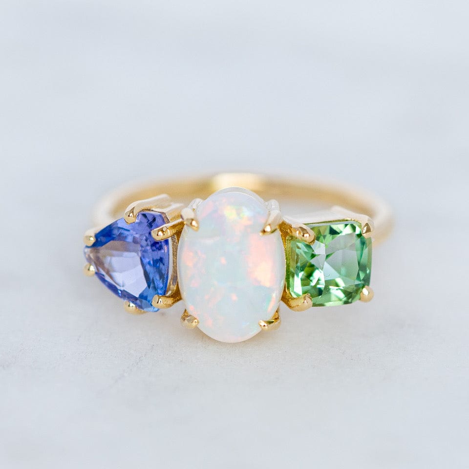 One-Off Crystal Opal Splice Ring in 18ct Yellow Gold