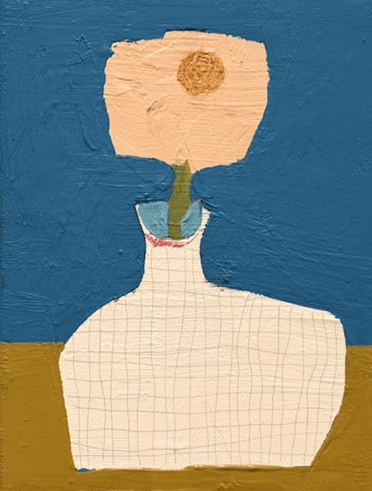 Quirky Shaped Vessel and Flower - Original Art
