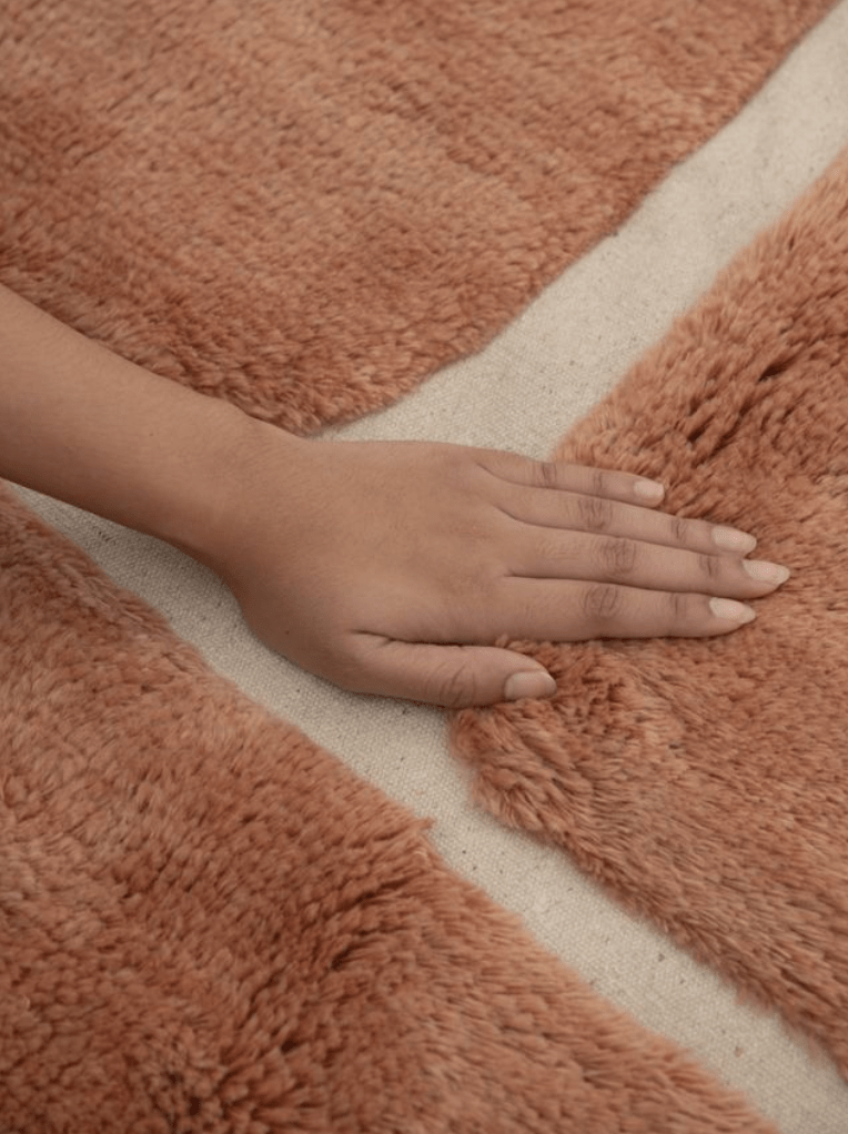Ember Rust Washable Wool Fine Cut Pile Rug
