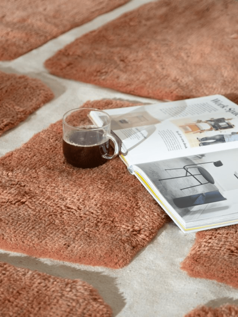 Ember Rust Washable Wool Fine Cut Pile Rug