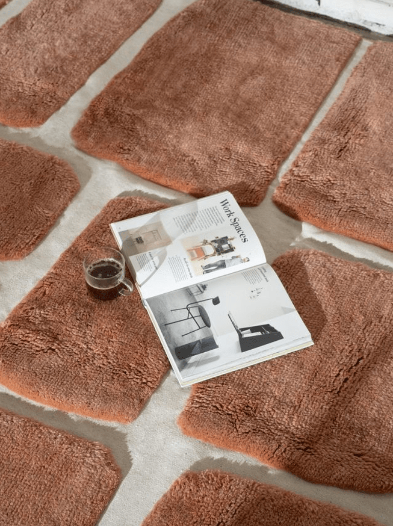 Ember Rust Washable Wool Fine Cut Pile Rug