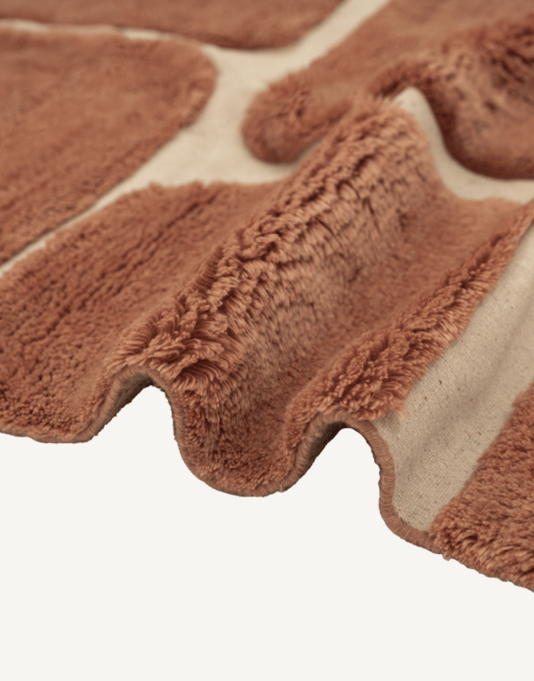 Ember Rust Washable Wool Fine Cut Pile Rug