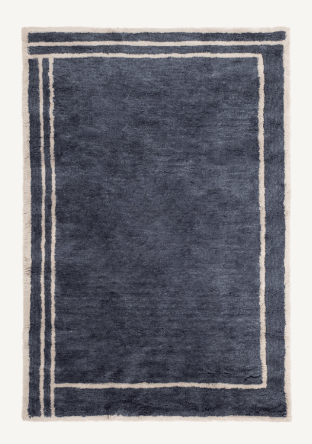 Tempest Steel Blue Washable Wool Fine Cut Pile Rug