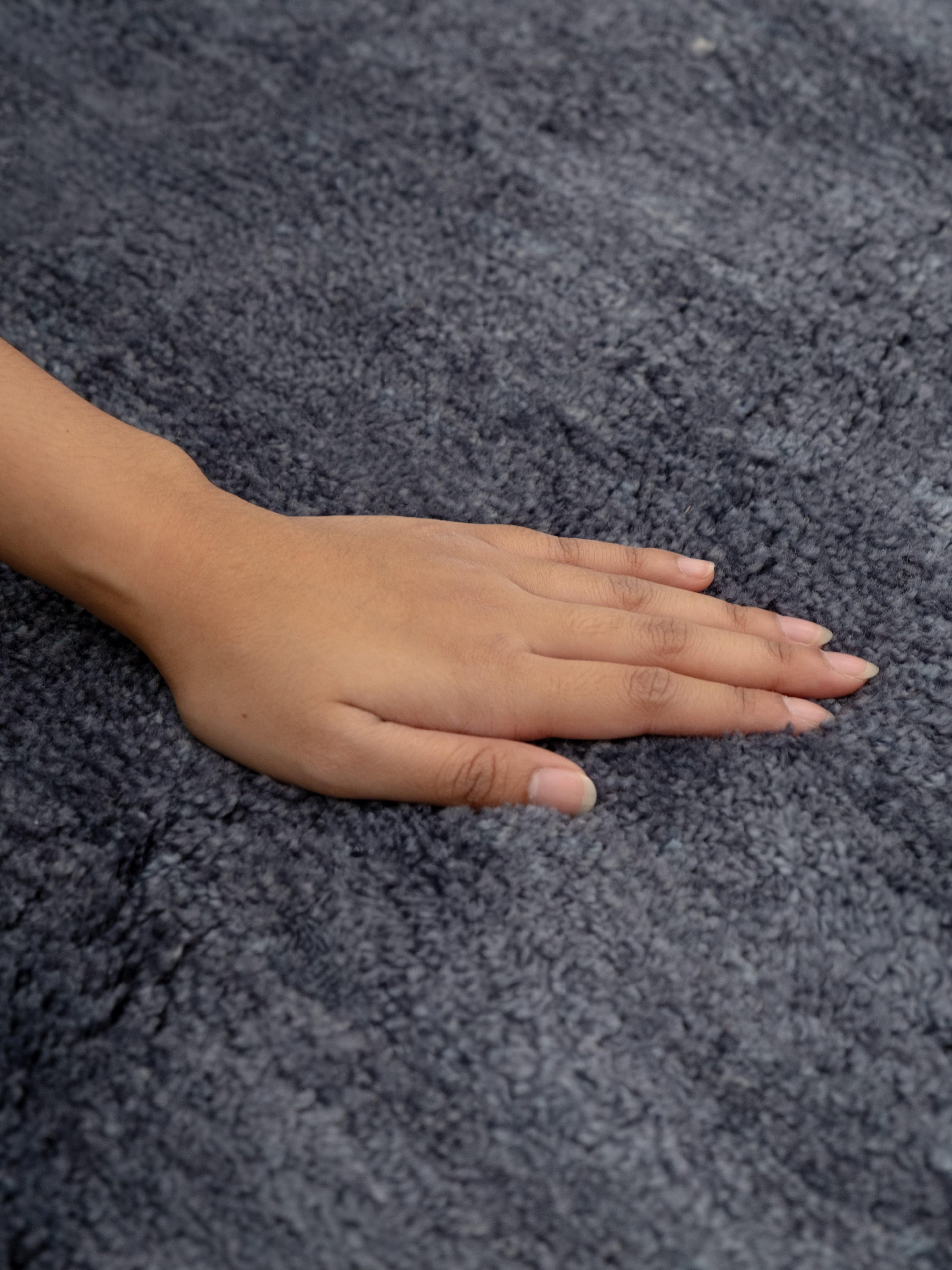 Tempest Steel Blue Washable Wool Fine Cut Pile Rug