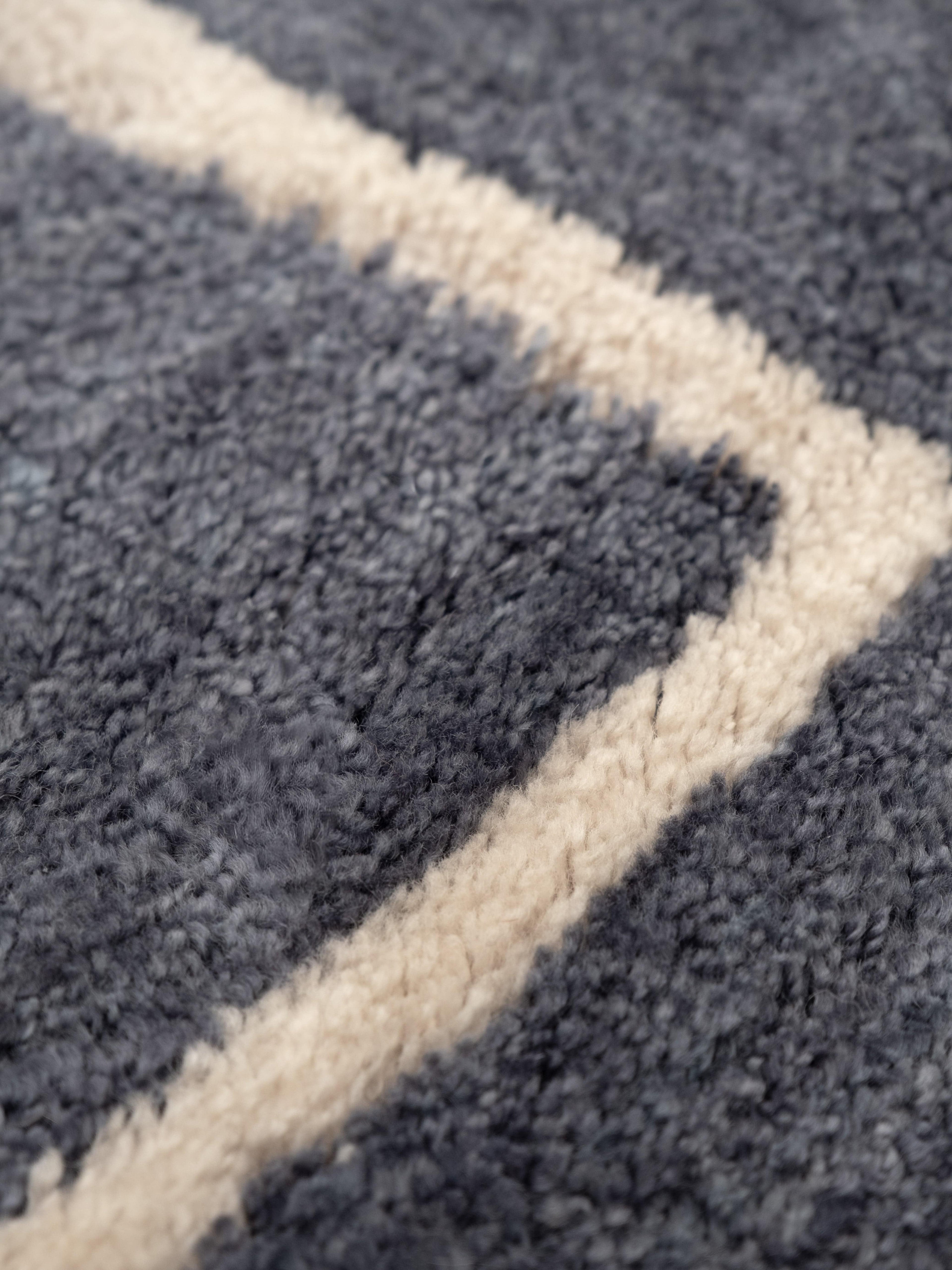 Tempest Steel Blue Washable Wool Fine Cut Pile Rug
