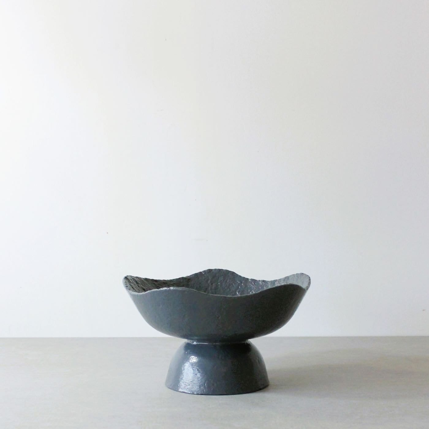 Wavy Pedestal Bowl - Charcoal Blue