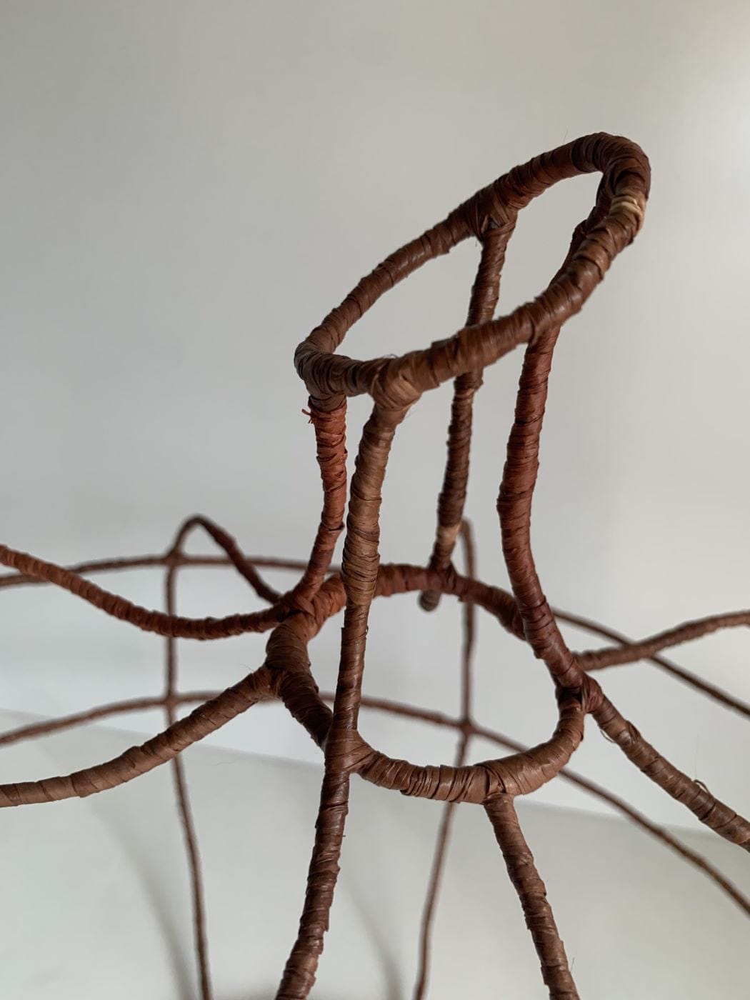 Sculptural Wire And Raffia Vase