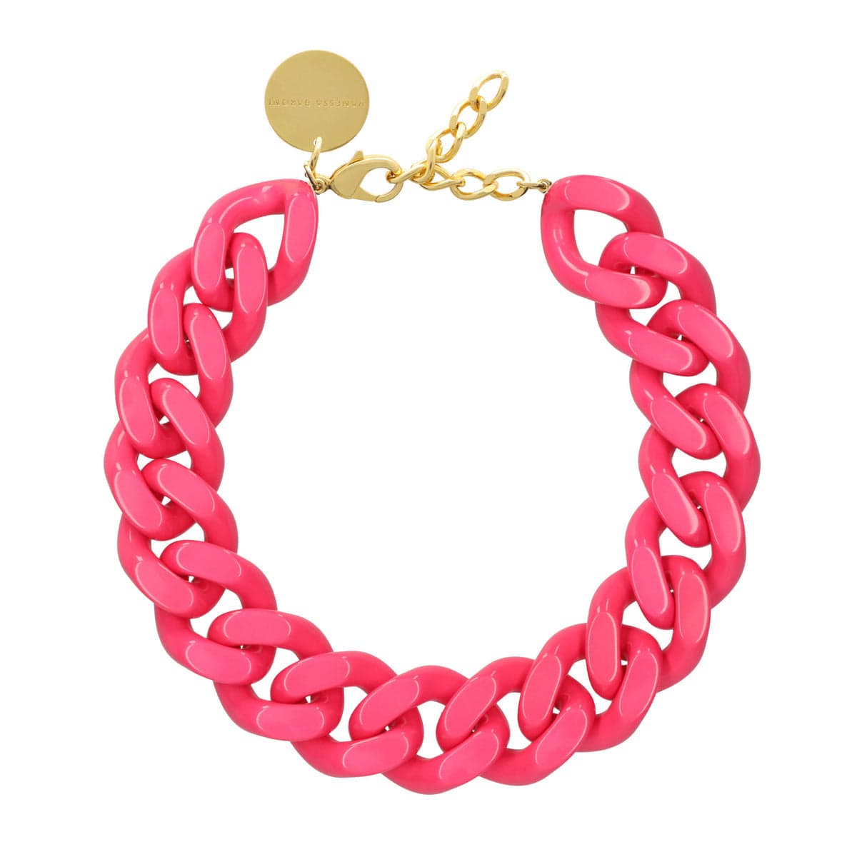 Big Flat Chain Necklace - Pink