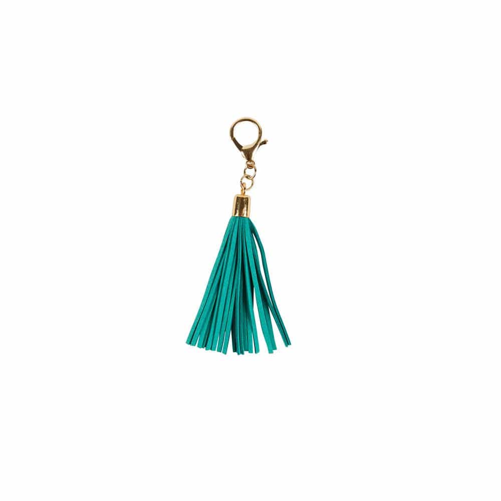 Leather Tassle Keyring - Green