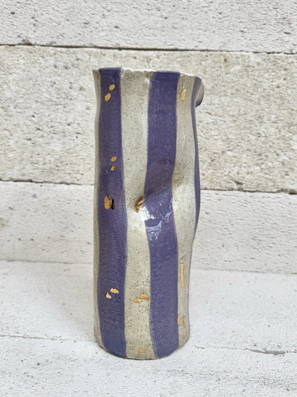 Skinny Crush Vase - 'Gold Lavender Stripe'