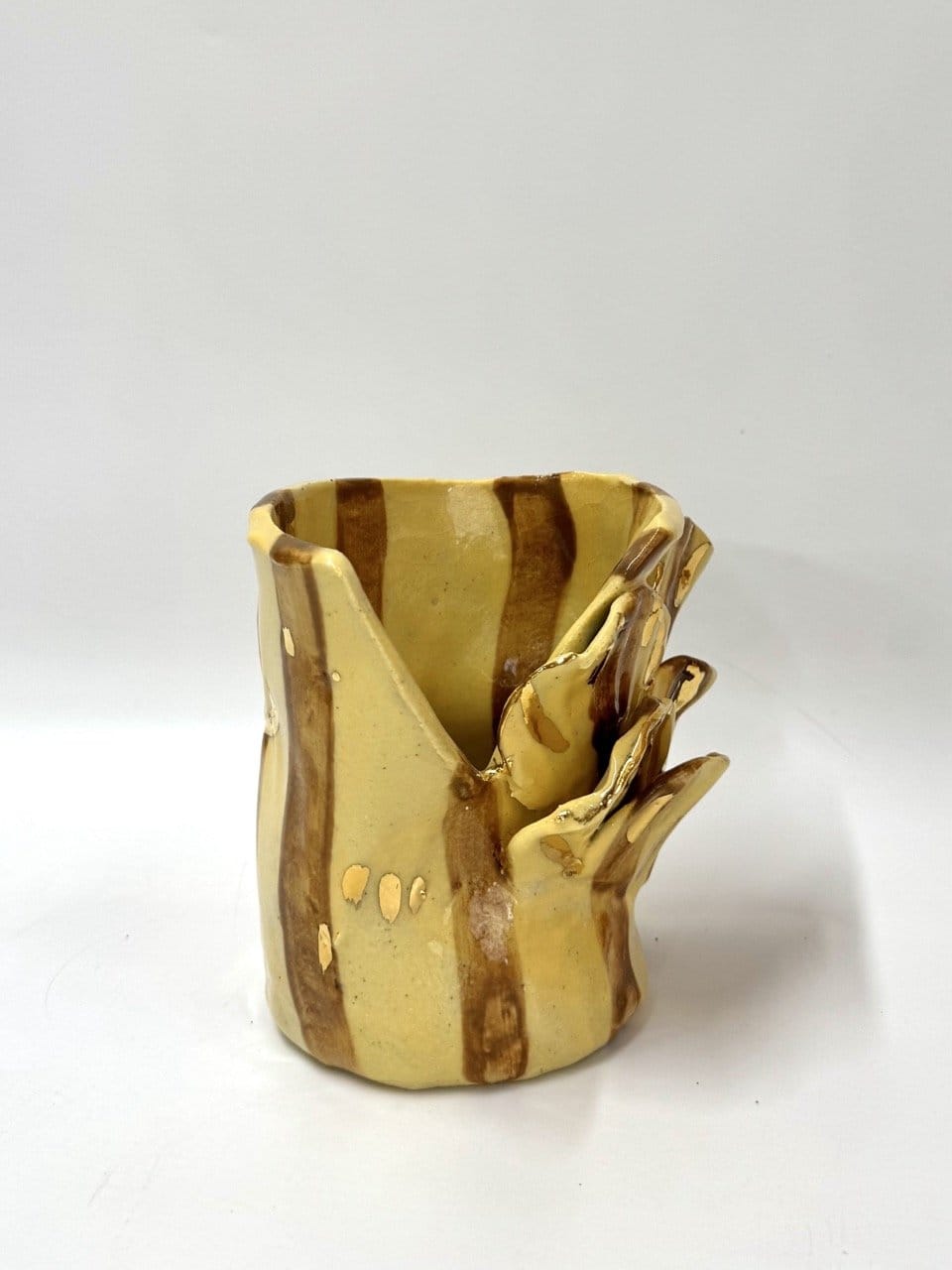 Short Crush Sculptural Vase ' Butter Brown Gold'