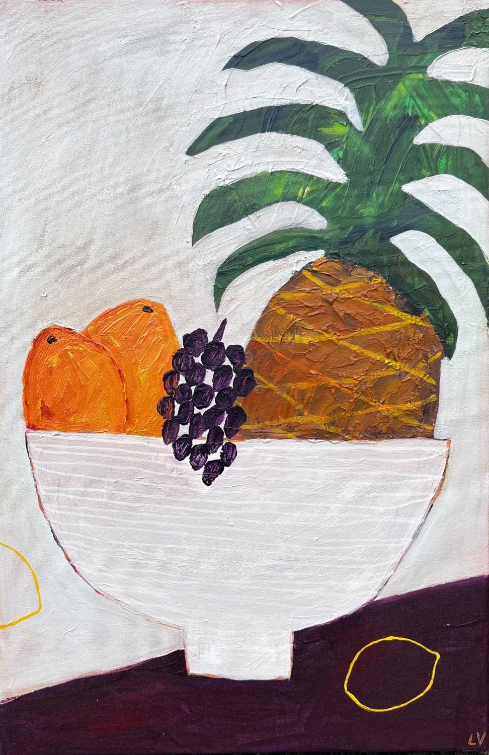 Two Mangoes, Grapes And A Pineapple - Original Art
