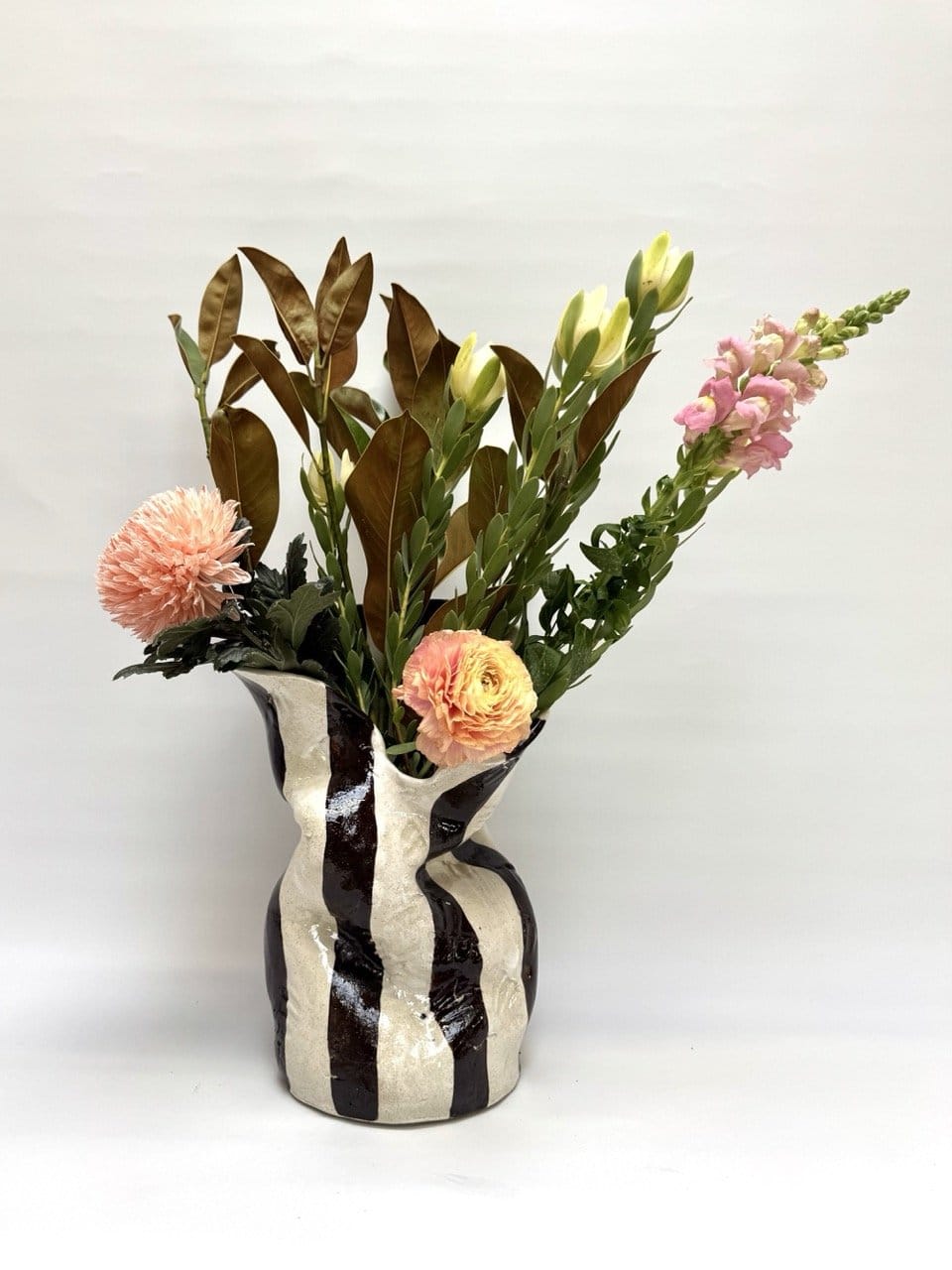 Tall Crush Vase 'Chocolate Stripe'