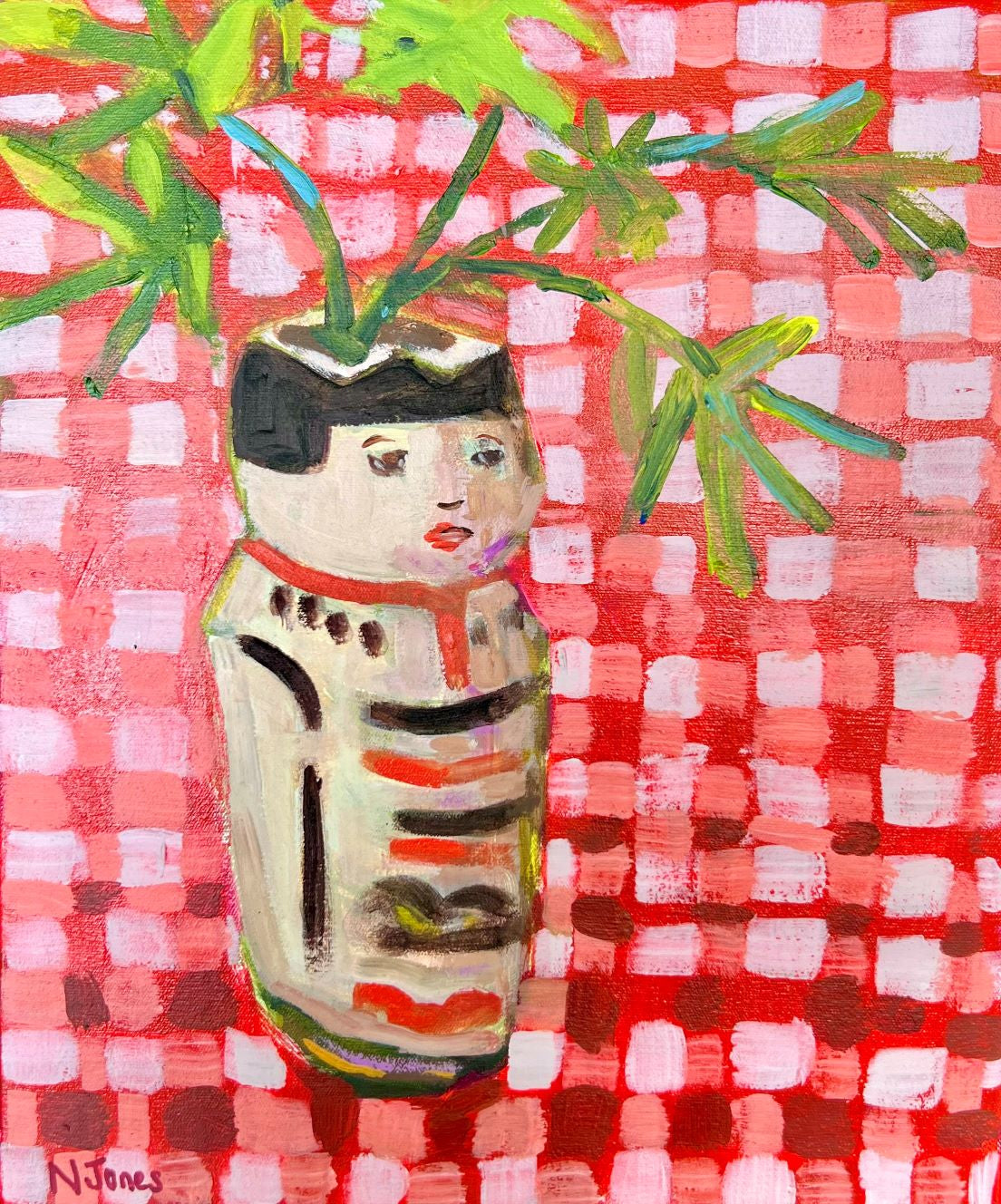 Kokeshi In Red - Original Art