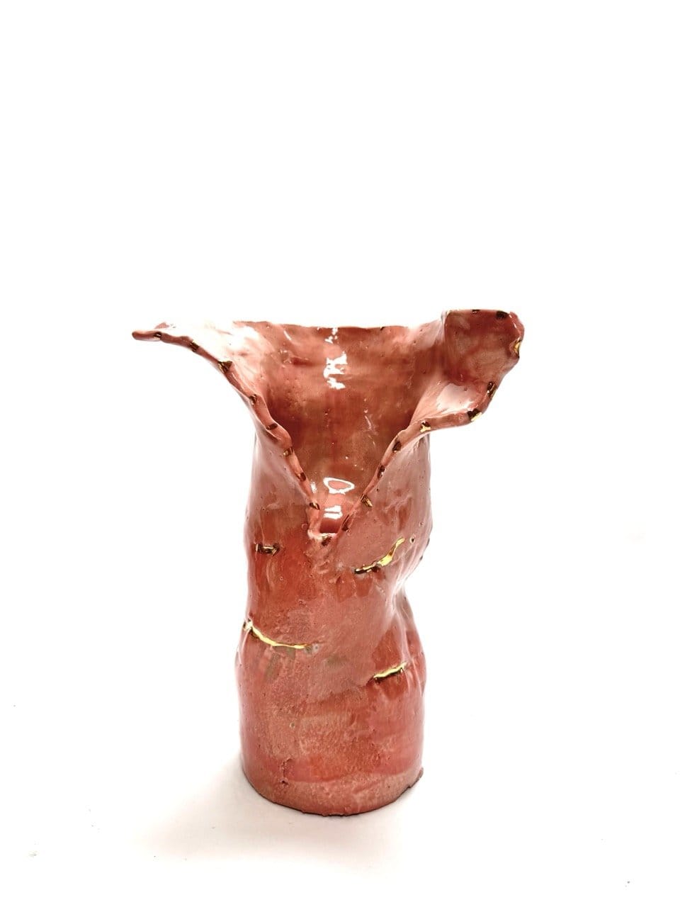 Skinny Crush Vase 'Solid Pink Gold'-Ceramics-Lauren Barton-Greenhouse Interiors Pty Ltd