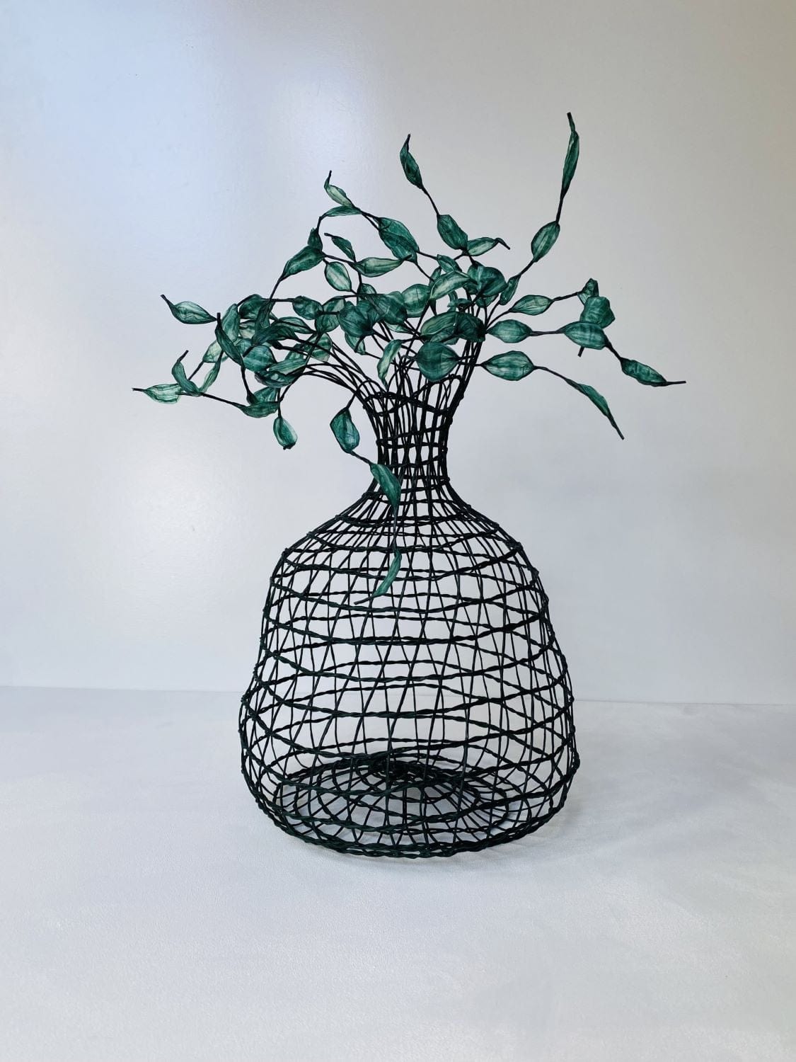 Woven Vase In Emerald Green