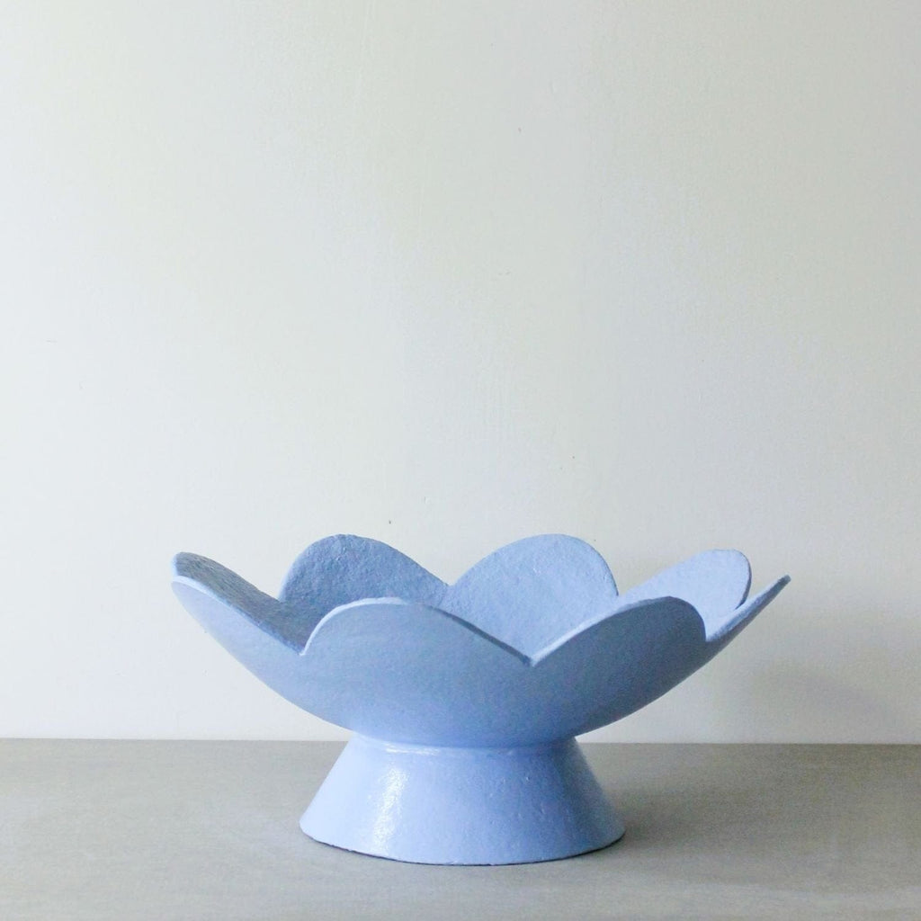 Scalloped Pedestal Bowl - Cornflower Blue