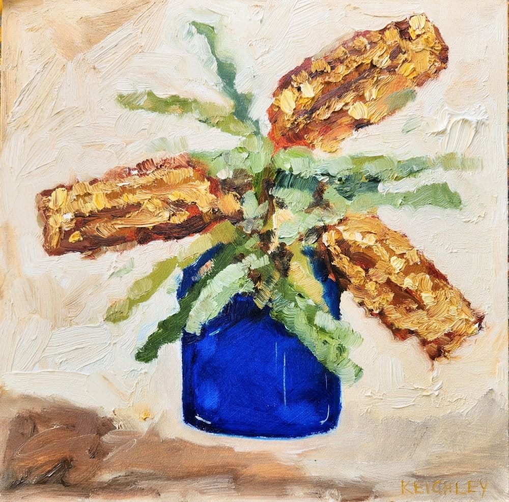 Banksia In Blue Glass - Original Art