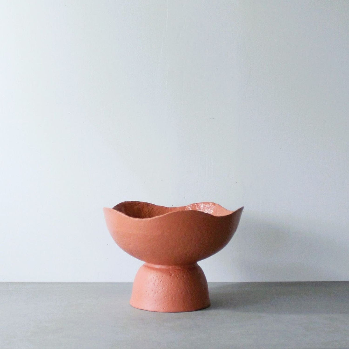 Wavy Pedestal Bowl - Terracotta Peach