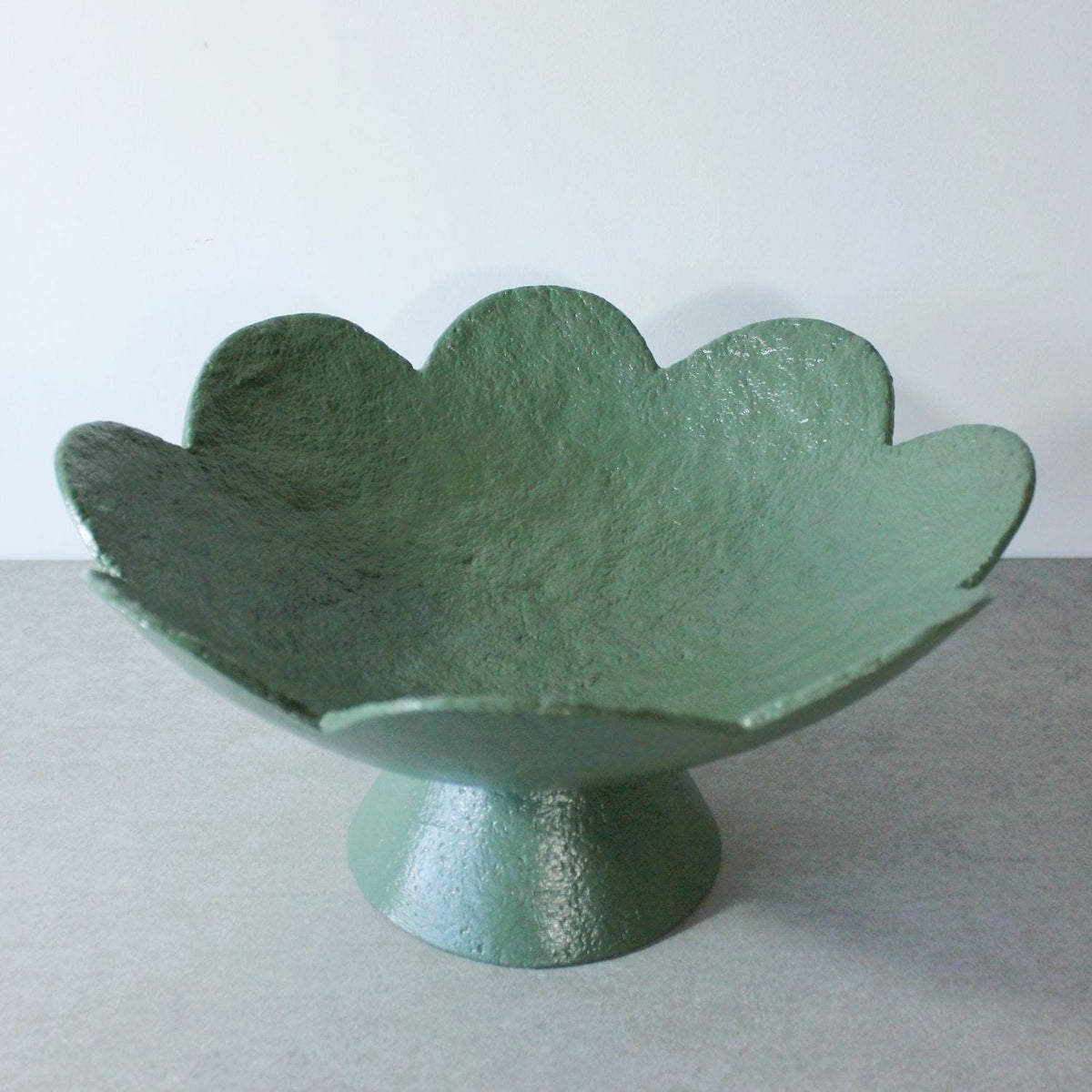 Scalloped Pedestal Bowl - Forest Green