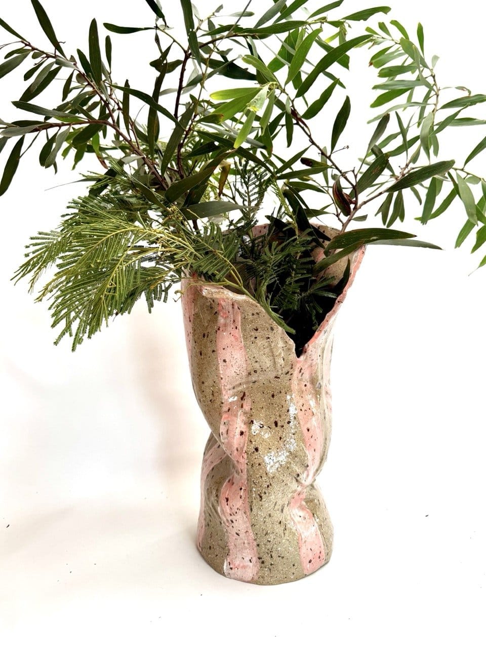 Tall Crush Vase 'Pink Mud'
