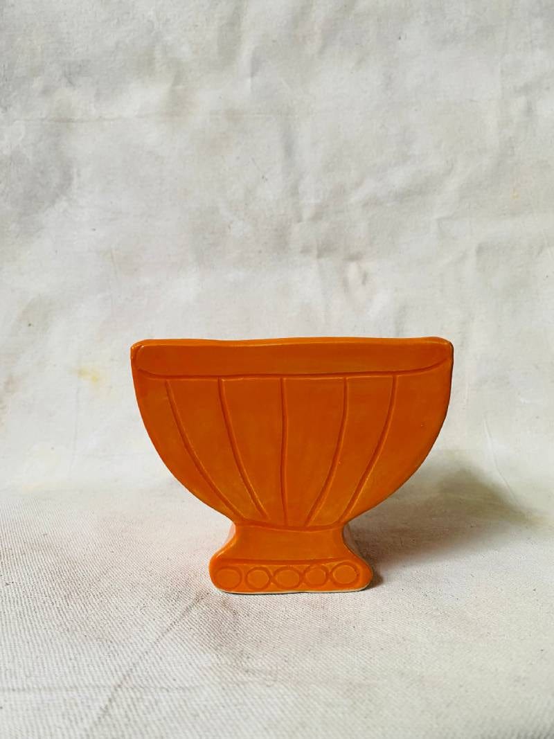 Small Orange Compote Vase