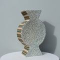Large Olive Green Spot And Striped Vessel-Ceramics-Formantics-Greenhouse Interiors Pty Ltd