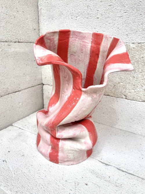 Tall Crush Vase 'Blush Petal Stripe'