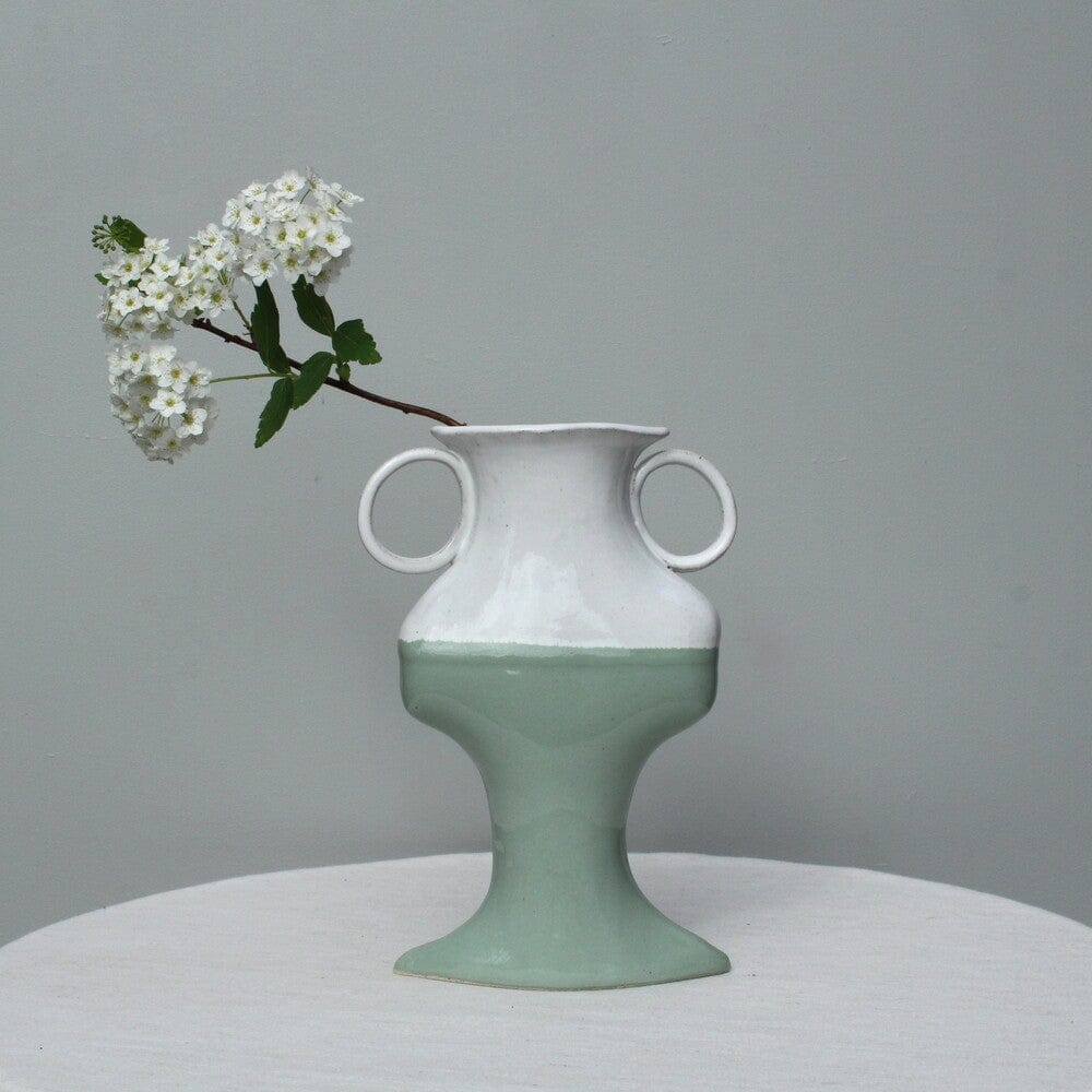 Little Moment Green And White Vessel