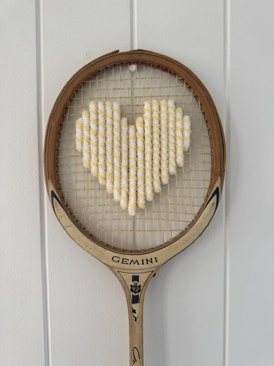 Vintage Squash Racquet With Woven Heart - Retro Yellow