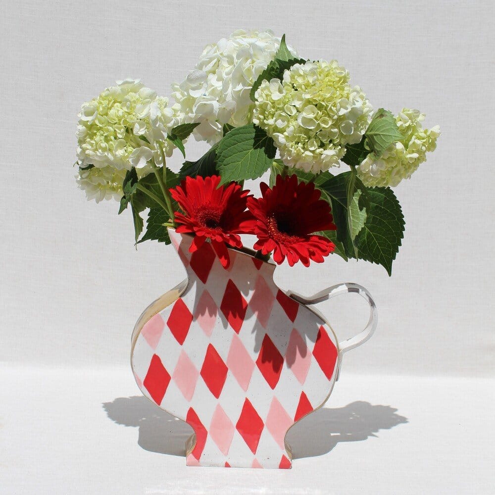 Red And Pink Harlequin Jug