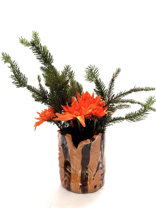 Short Crush Vase 'Copper / Choc'