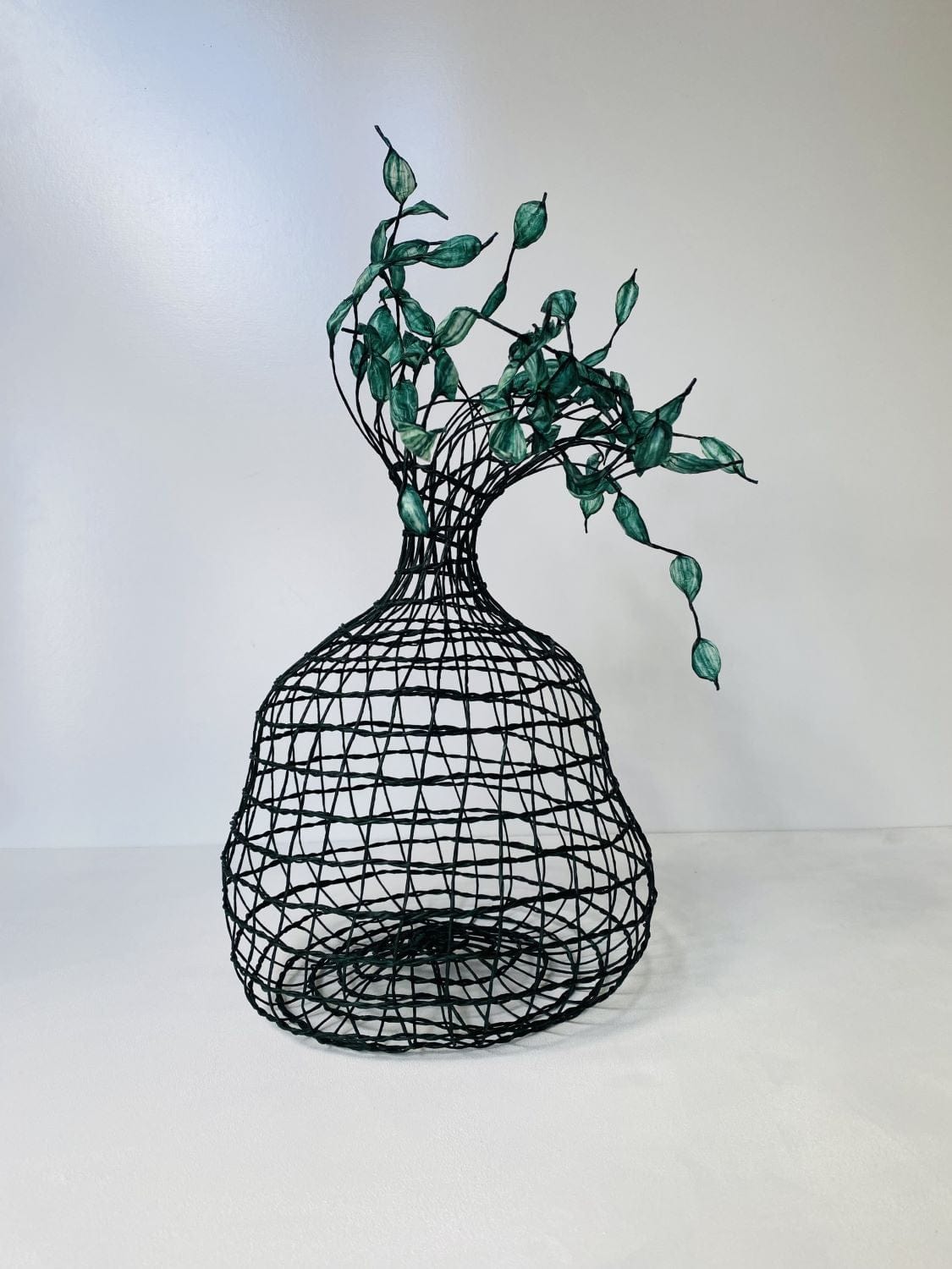 Woven Vase In Emerald Green