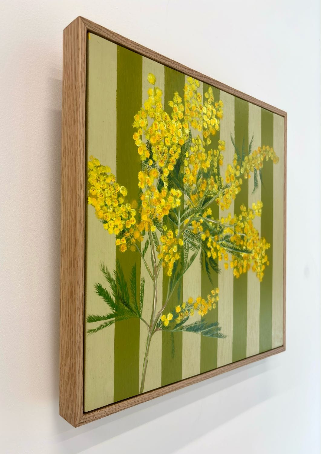 Mimosa On Olive Stripes - Original Art-Original Art-Nay Bellamy-Greenhouse Interiors Pty Ltd