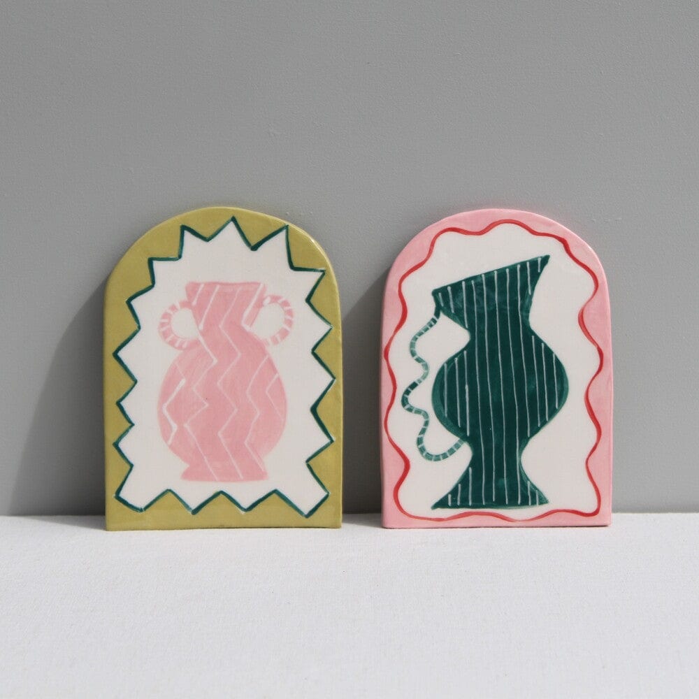 Art Tile - Pink Zig Zag Vase