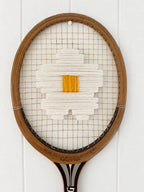 Vintage Tennis Racquet Wall Art - White Daisy Flower