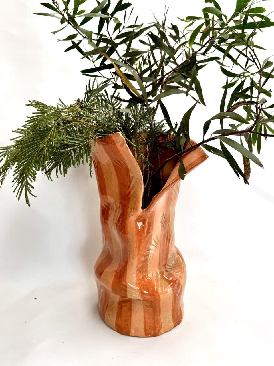 Tall Crush Vase 'Coral Copper'-Ceramics-Lauren Barton-Greenhouse Interiors Pty Ltd