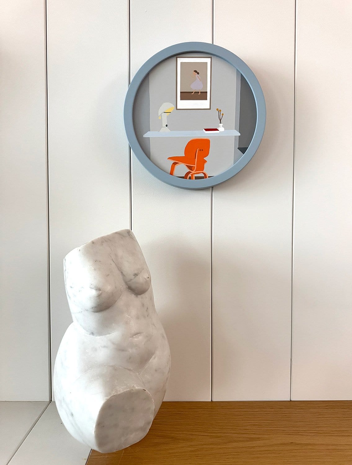 Blue Desk Orange Chair - Original Artwork