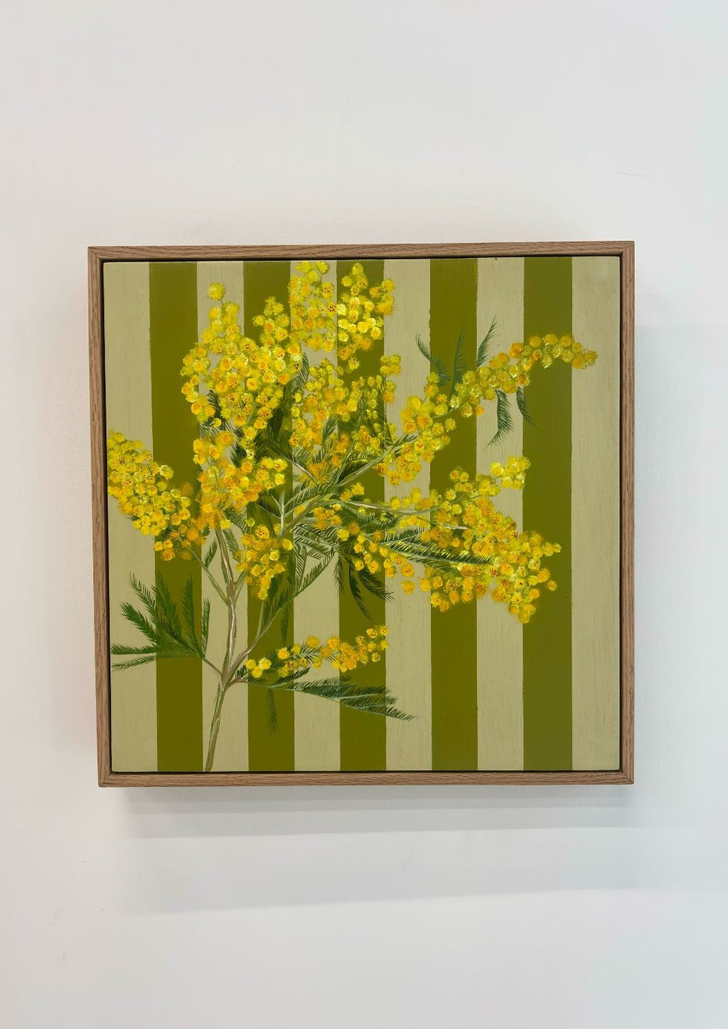 Mimosa On Olive Stripes - Original Art-Original Art-Nay Bellamy-Greenhouse Interiors Pty Ltd