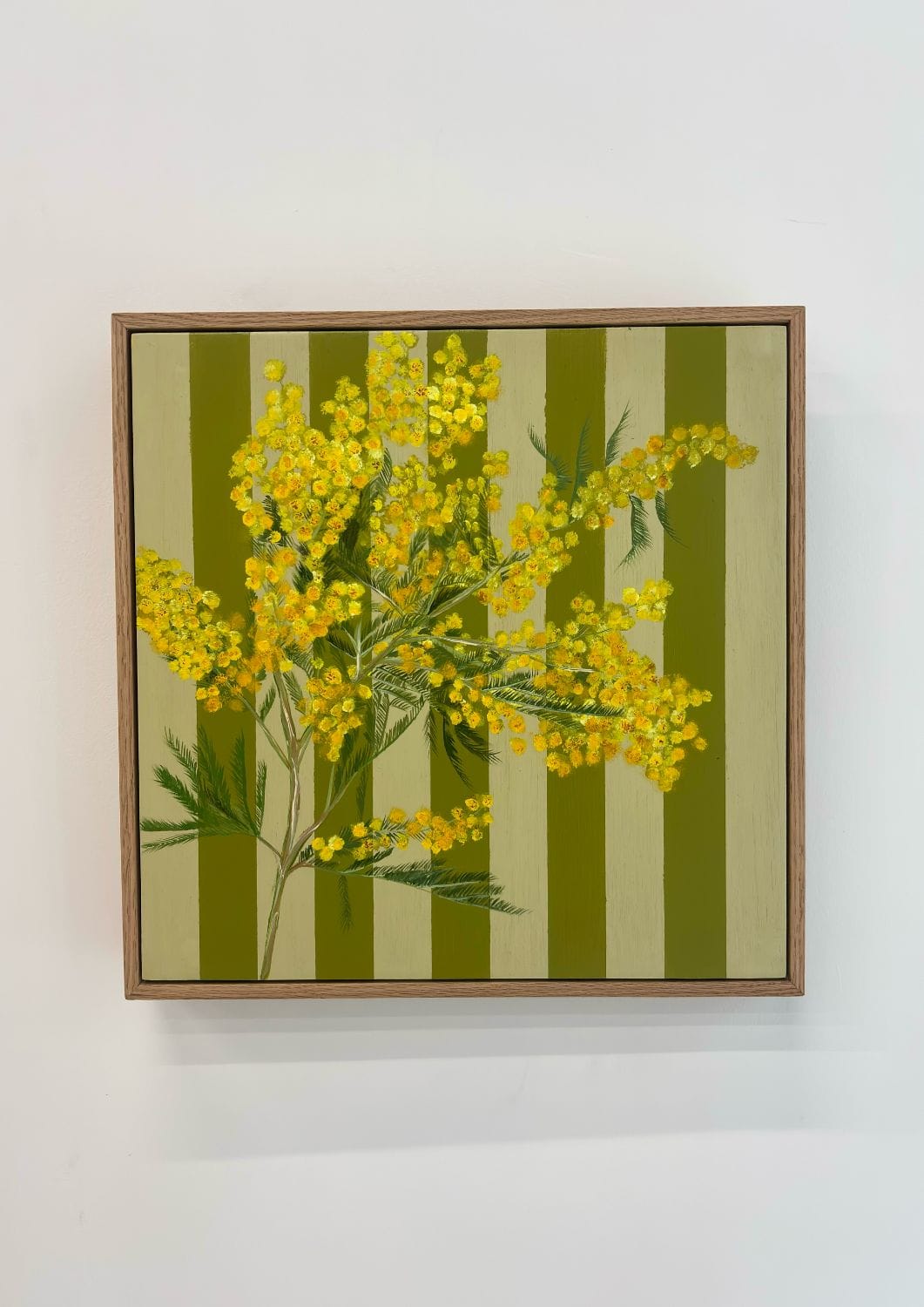 Mimosa On Olive Stripes - Original Art-Original Art-Nay Bellamy-Greenhouse Interiors Pty Ltd
