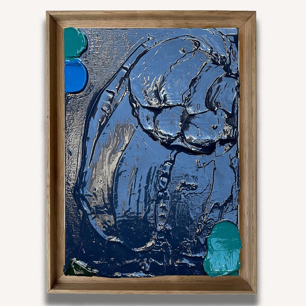 Navy Blue Dot Impasto - Original Art