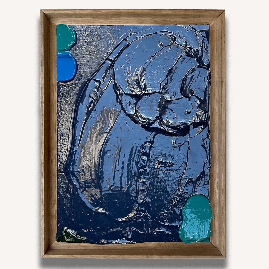 Navy Blue Dot Impasto - Original Art