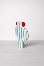 Blue Striped Vessel With Red Handles-Ceramics-Formantics-Greenhouse Interiors Pty Ltd